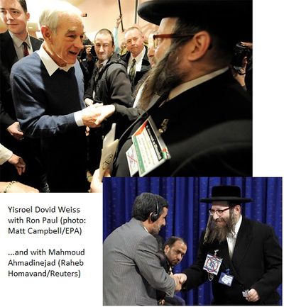 Rabbi Yisroel Dovid Weiss of Neturei Karta With Ronn Paul and Ahmadinejad