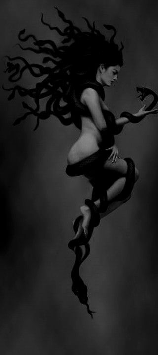 blackandwhite, lilith, and snake image