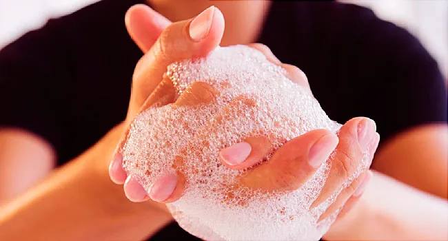 close up hand washing