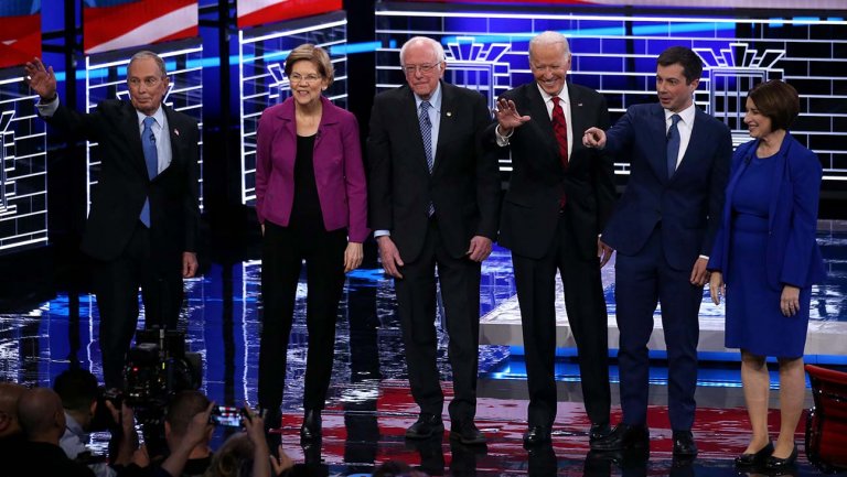 Image result for picture of Democratic debate Feb 19 2020