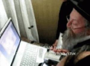 btz4 Rav Batzri trying to talk to Dibuk via Skype connection in Brazil